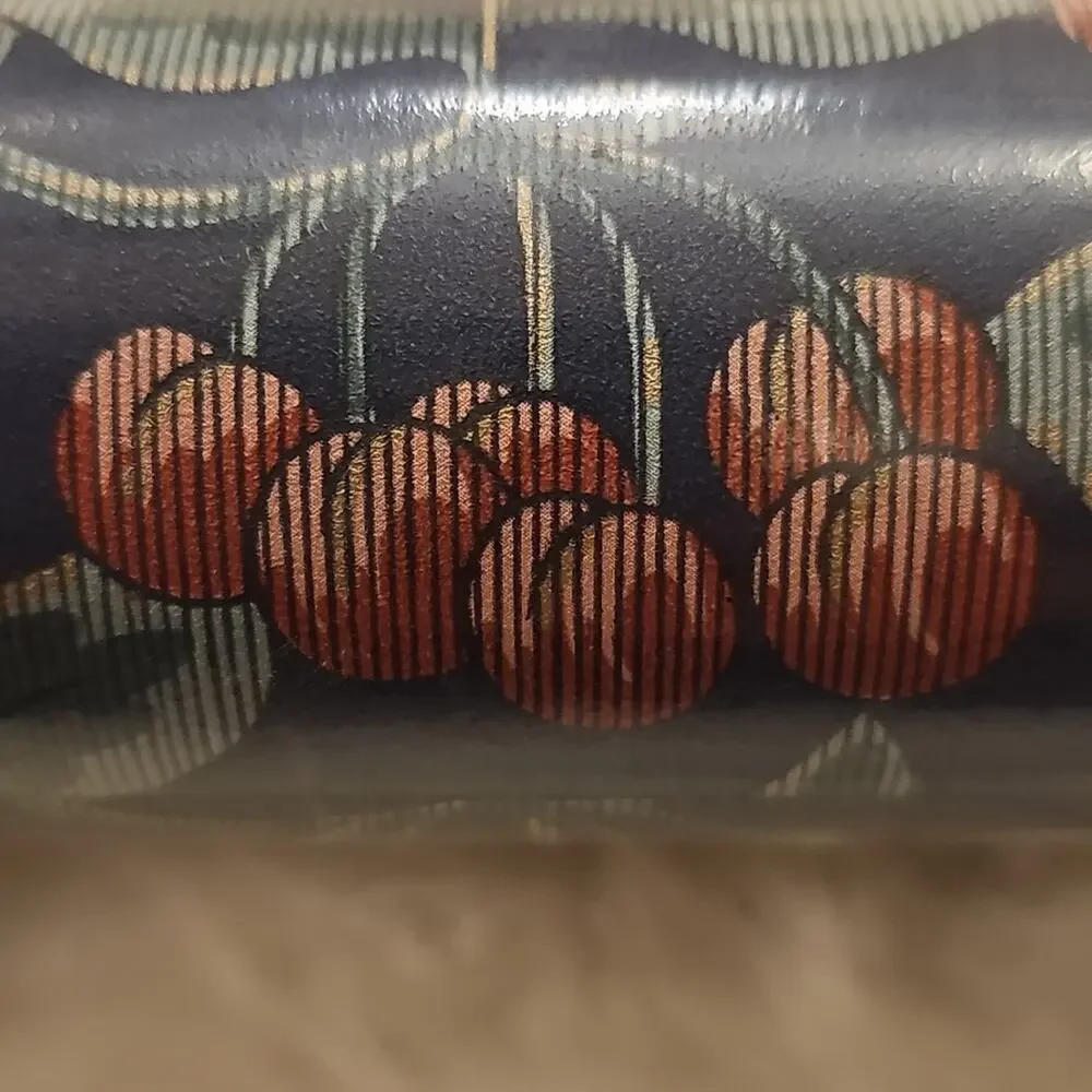 Vintage Borden Style Solid Vinyl Wallcovering Pasted Navy Blue Cherries